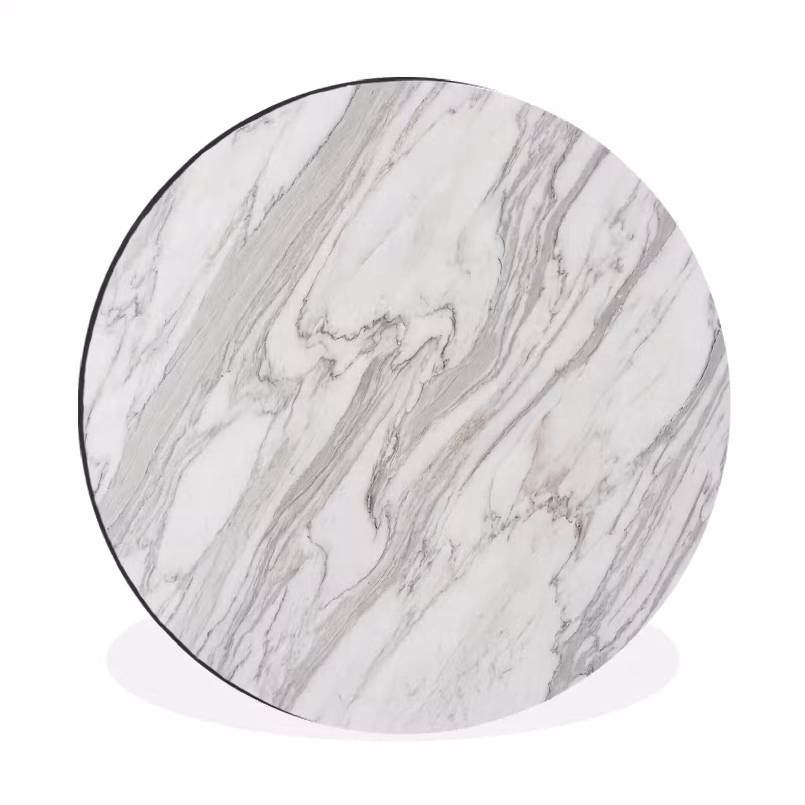 Wandcirkel - Aluminium - Marmer - Wit - Grijs - Structuur - Modern — 1