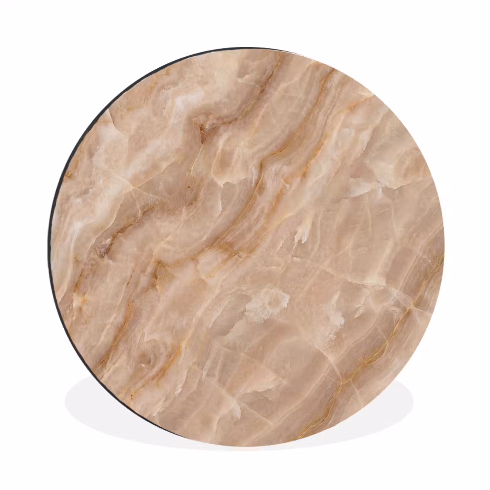 Wandcirkel - Aluminium - Steen - Ader - Natuur - Modern - Beige — 1