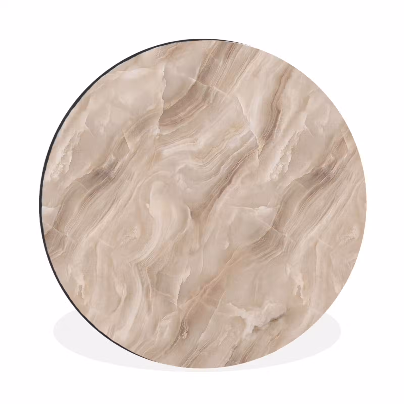 Wandcirkel - Aluminium - Steen - Golvend - Abstract - Beige — 1