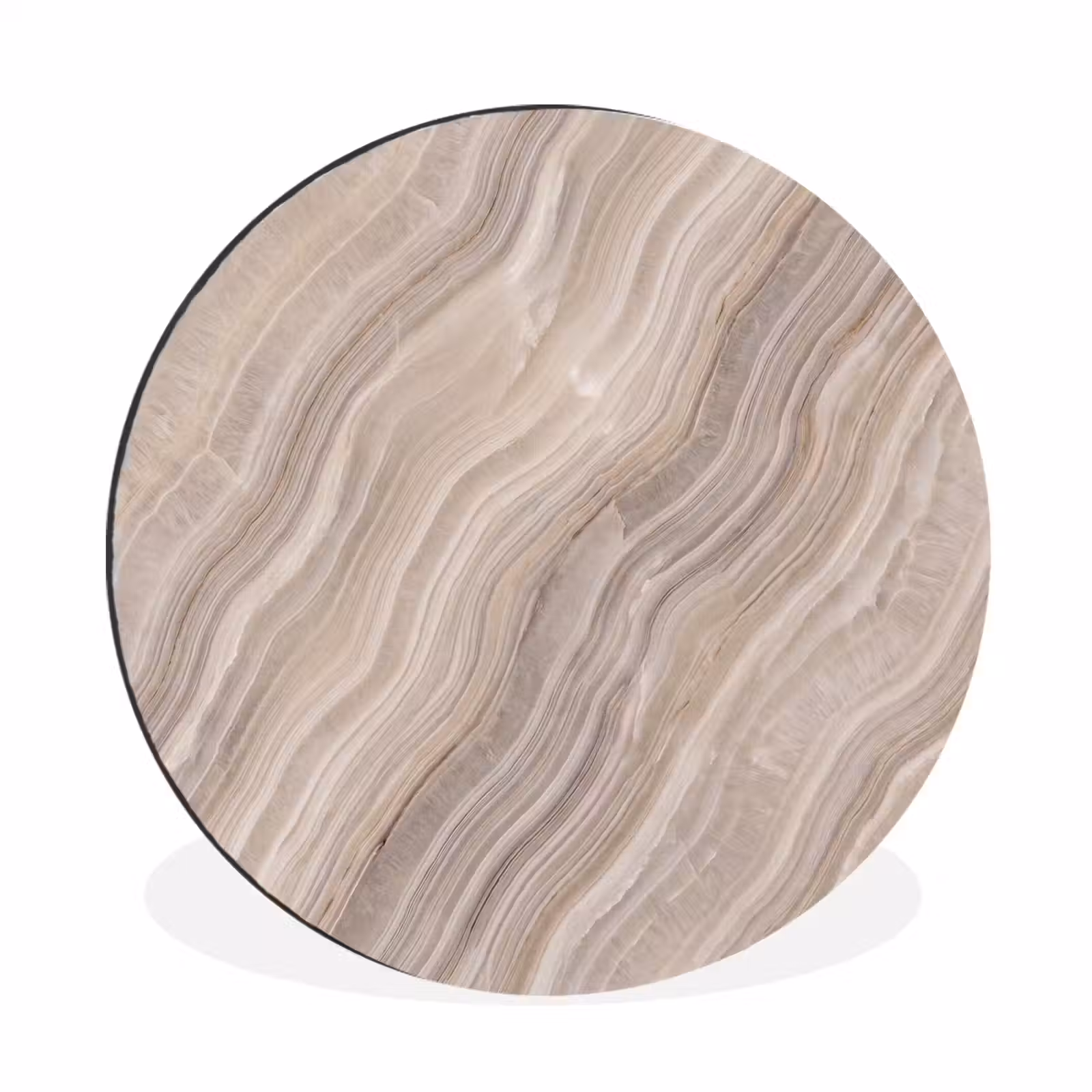 Wandcirkel - Aluminium - Textuur - Golvend - Abstract - Modern - Beige — 1