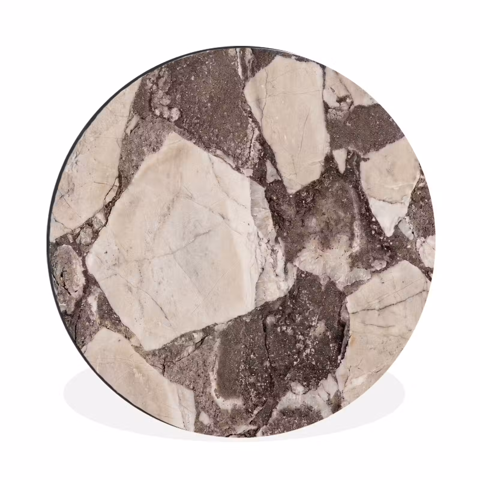Wandcirkel - Aluminium - Textuur - Marmer - Abstract - Beige - Bruin — 1