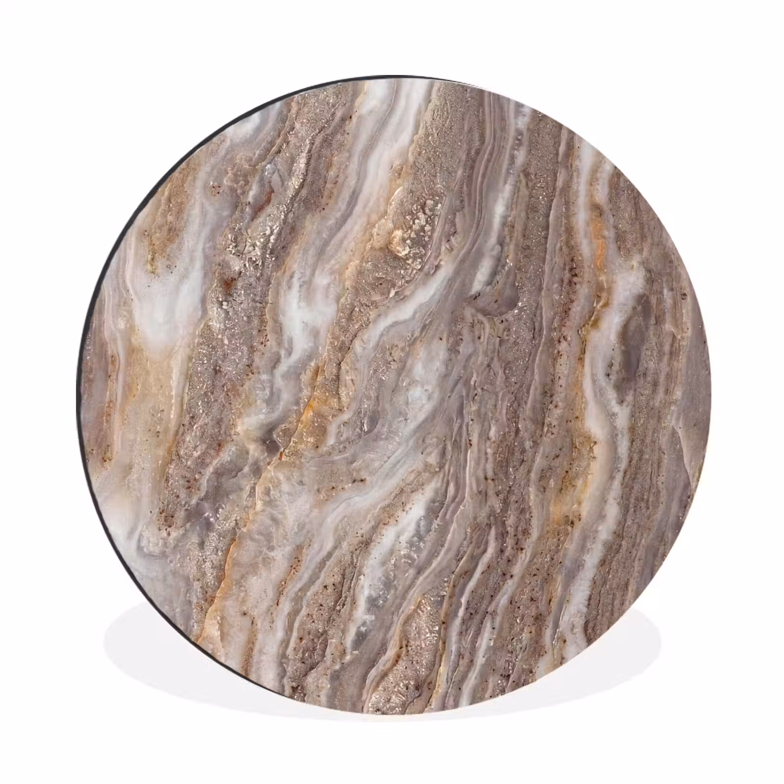Wandcirkel - Aluminium - Textuur - Steen - Abstract - Beige — 1