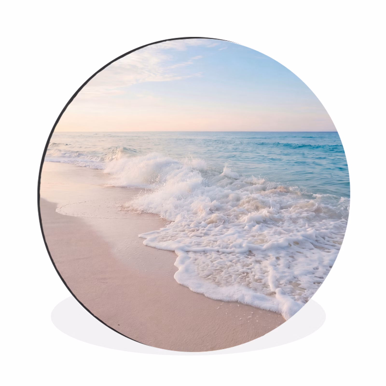 Wandcirkel - Aluminium - Zee - Golven - Strand - Natuur - Wit — 1