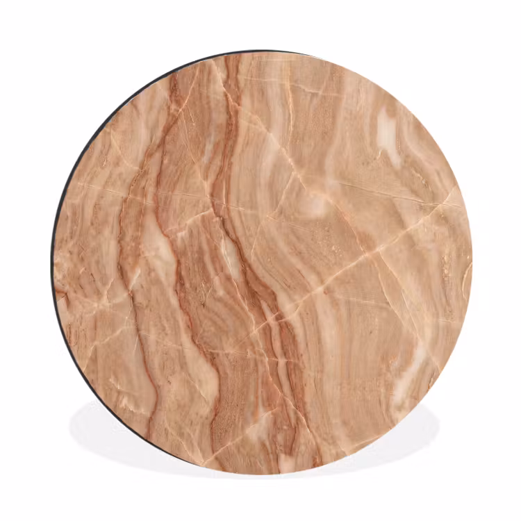 Wandcirkel - Aluminium - Marmer - Ader - Natuur - Abstract - Beige — 1