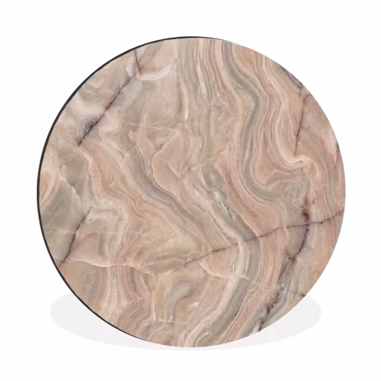 Wandcirkel - Aluminium - Marmer - Patroon - Abstract - Beige - Groen — 1