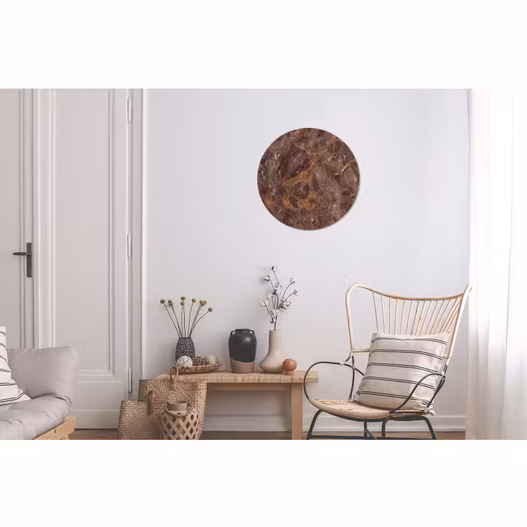 Wandcirkel - Aluminium - Marmer - Patroon - Natuur - Bruin - Goud — 2