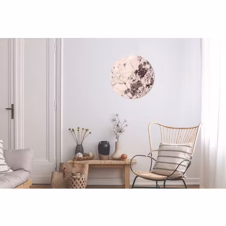 Wandcirkel - Aluminium - Natuursteen - Patroon - Abstract - Beige - Grijs — 2