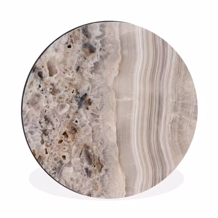 Wandcirkel - Aluminium - Steen - Textuur - Abstract - Beige - Wit — 1