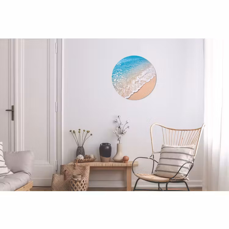 Wandcirkel - Aluminium - Strand - Water - Natuur - Blauw - Beige — 2