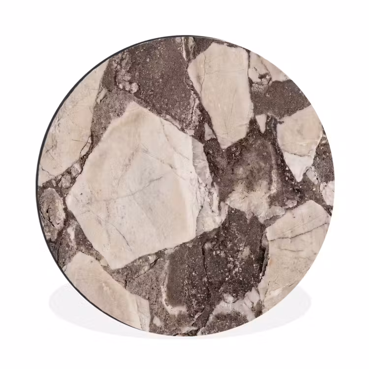 Wandcirkel - Aluminium - Textuur - Marmer - Abstract - Beige - Bruin — 1