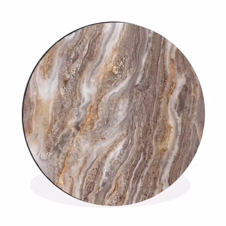 Wandcirkel - Aluminium - Textuur - Steen - Abstract - Beige — 1