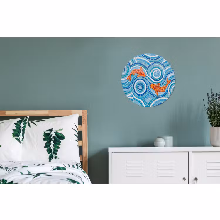 Wandcirkel - Aluminium - Vis - Mozaïek - Water - Decoratief - Blauw — 4