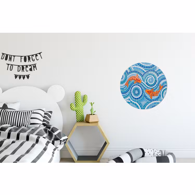 Wandcirkel - Aluminium - Vis - Mozaïek - Water - Decoratief - Blauw — 5