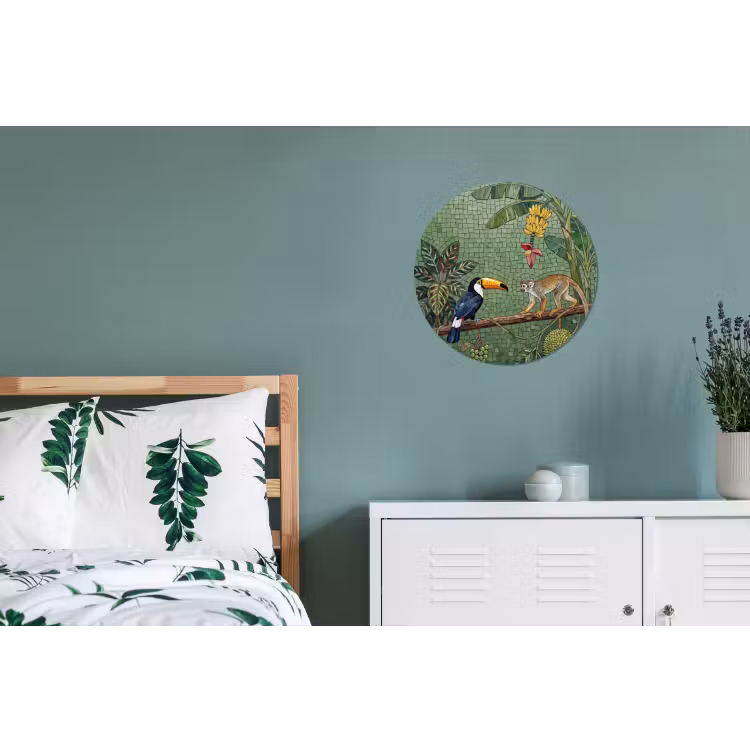 Wandcirkel - Aluminium - Vogel - Dier - Jungle - Mozaïek - Natuur — 4