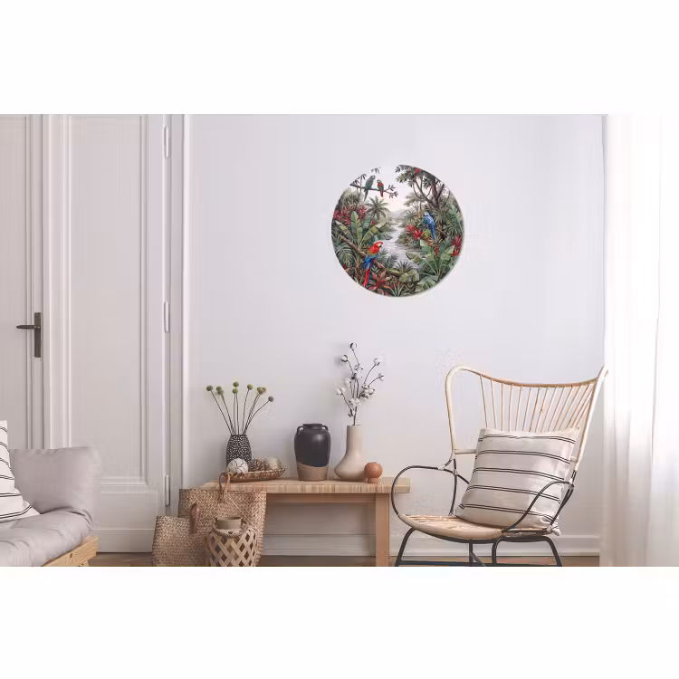 Wandcirkel - Aluminium - Vogel - Jungle - Natuur - Mozaïek - Groen — 2