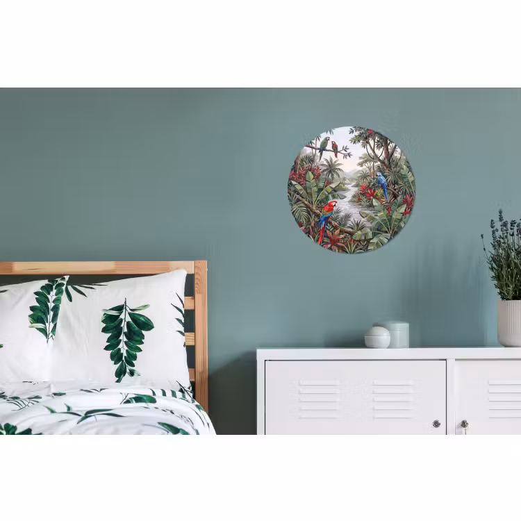 Wandcirkel - Aluminium - Vogel - Jungle - Natuur - Mozaïek - Groen — 4