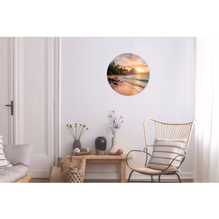 Wandcirkel - Aluminium - Zee - Berg - Landschap - Tropisch - Goud — 2