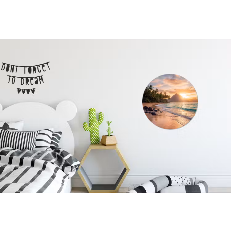 Wandcirkel - Aluminium - Zee - Berg - Landschap - Tropisch - Goud — 5