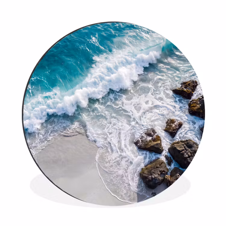 Wandcirkel - Aluminium - Zee - Golf - Strand - Natuur - Blauw — 1