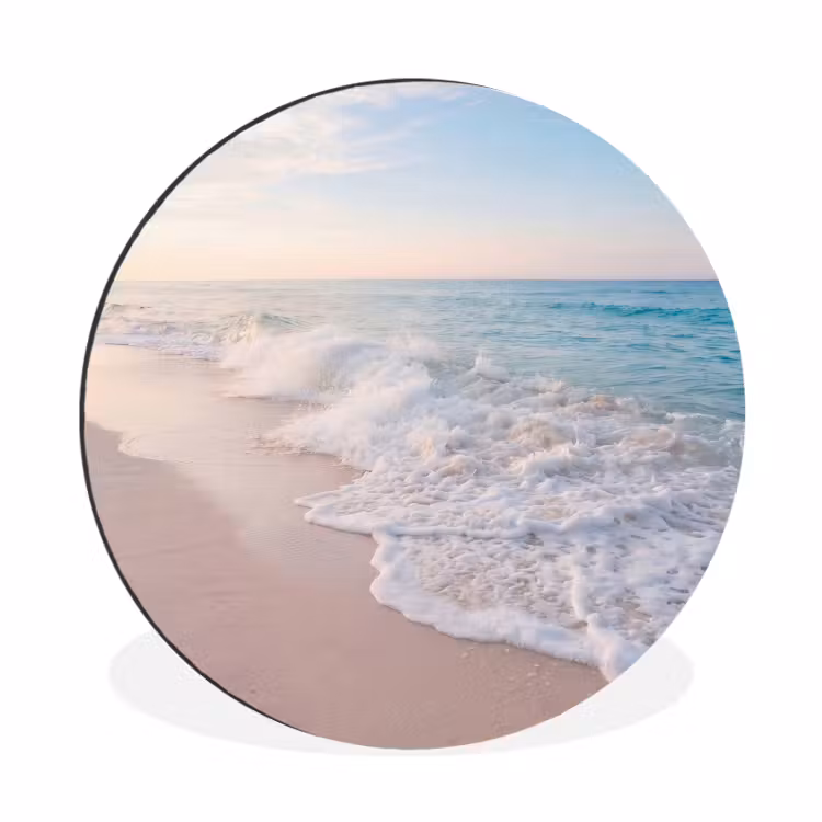 Wandcirkel - Aluminium - Zee - Golven - Strand - Natuur - Wit — 1