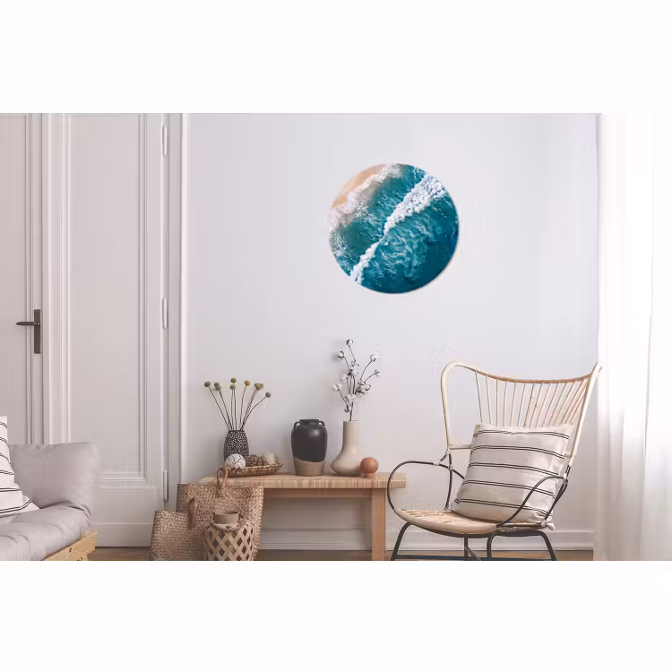 Wandcirkel - Aluminium - Zee - Strand - Golven - Natuur - Blauw — 2