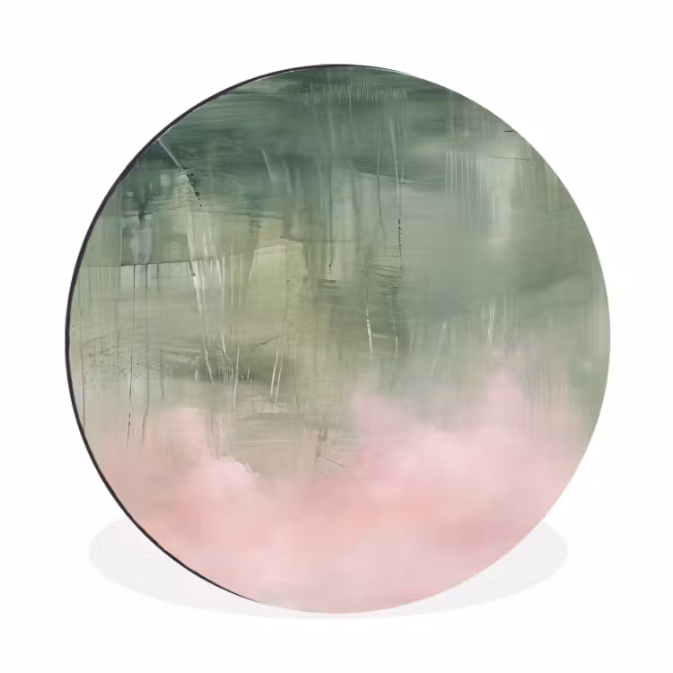 Wandcirkel - Aluminium - Kunst - Abstract - Modern - Groen - Roze — 1