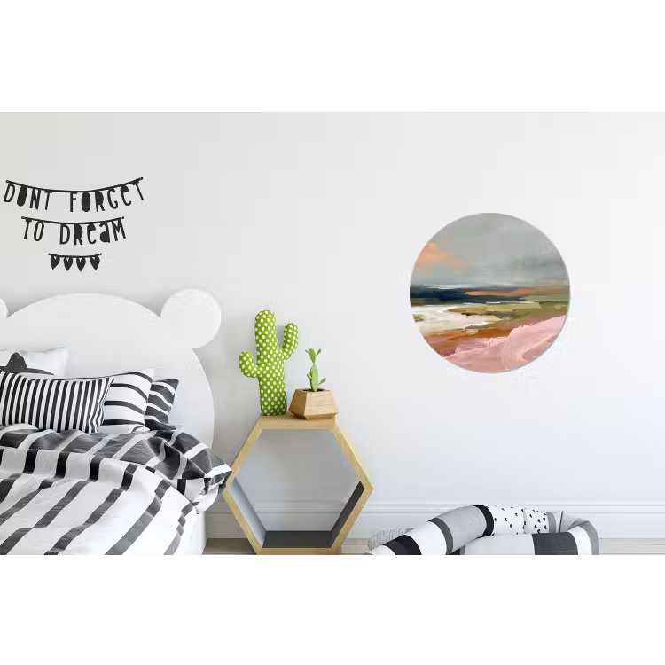 Wandcirkel - Aluminium - Landschap - Rivier - Abstract - Roze - Groen — 5