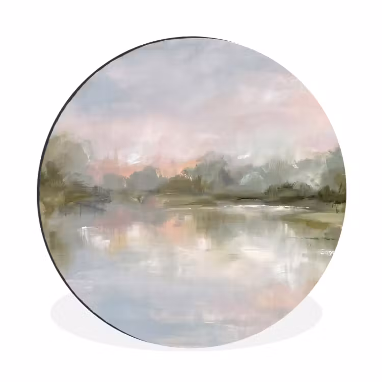 Wandcirkel - Aluminium - Natuur - Landschap - Abstract - Water - Groen — 1