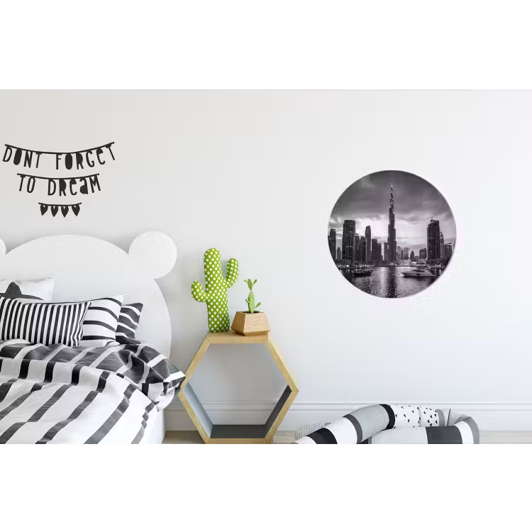 Wandcirkel - Aluminium - Stad - Skyline - Architectuur - Avond - Zwart-wit — 5