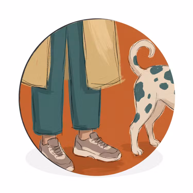 Wandcirkel - Aluminium - Persoon - Hond - Dieren - Illustratie - Modern — 1