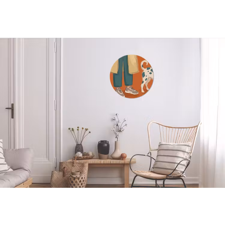 Wandcirkel - Aluminium - Persoon - Hond - Dieren - Illustratie - Modern — 2