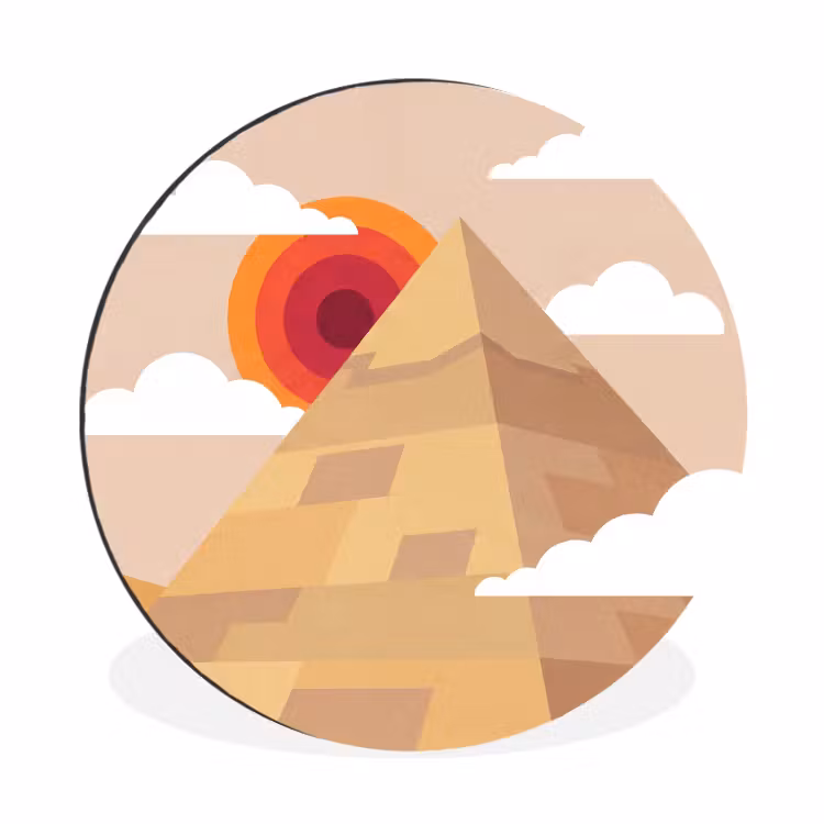 Wandcirkel - Aluminium - Piramide - Zon - Woestijn - Modern - Oranje — 1