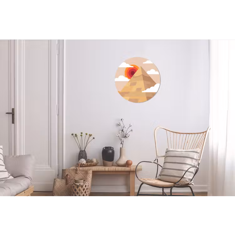 Wandcirkel - Aluminium - Piramide - Zon - Woestijn - Modern - Oranje — 2