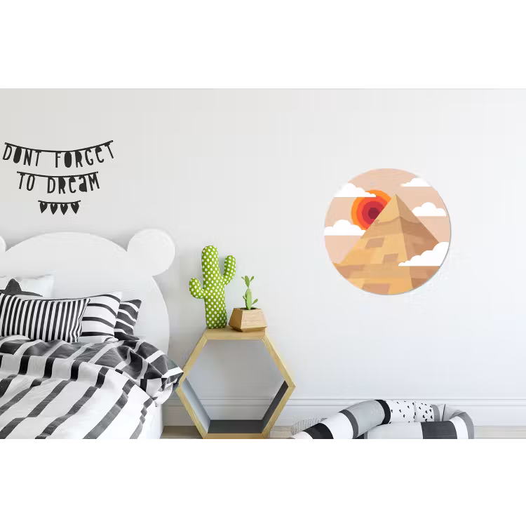 Wandcirkel - Aluminium - Piramide - Zon - Woestijn - Modern - Oranje — 5