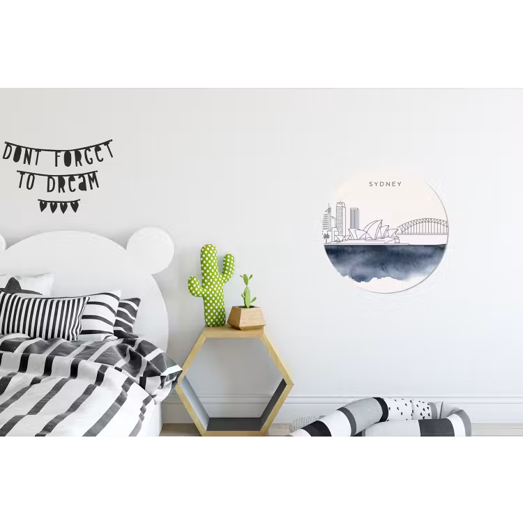 Wandcirkel - Aluminium - Stad - Skyline - Architectuur - Minimalistisch - Blauw — 5