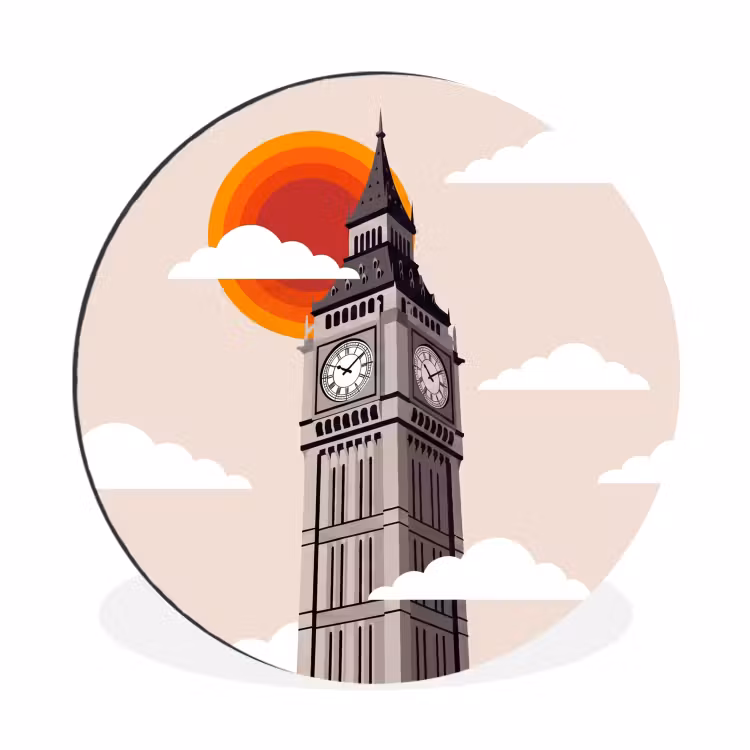 Wandcirkel - Aluminium - Toren - Klok - Londen - Architectuur - Retro — 1