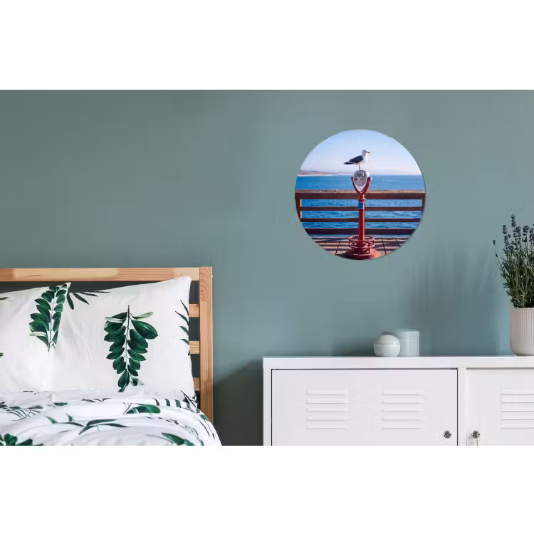 Wandcirkel - Aluminium - Vogel - Verrekijker - Kust - Zee - Blauw — 4