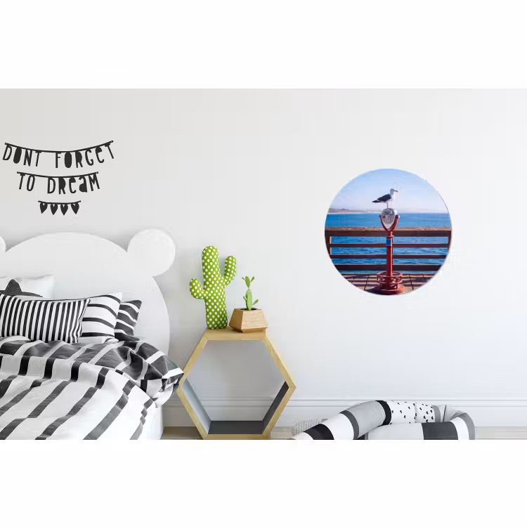 Wandcirkel - Aluminium - Vogel - Verrekijker - Kust - Zee - Blauw — 5