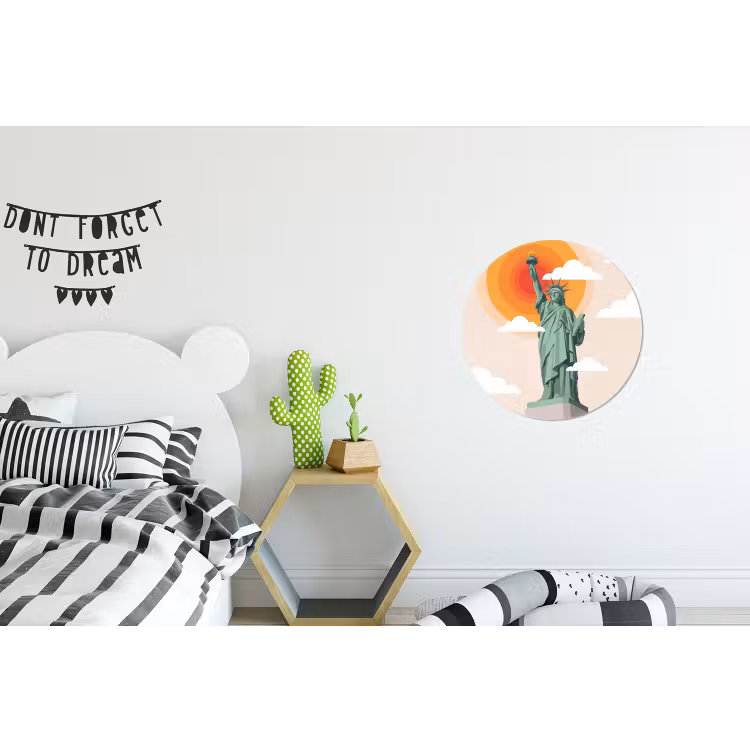Wandcirkel - Aluminium - Vrijheidsbeeld - New York - Zon - Modern — 5