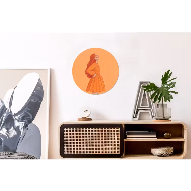 Wandcirkel - Aluminium - Vrouw - Profiel - Mensen - Modern - Oranje — 3