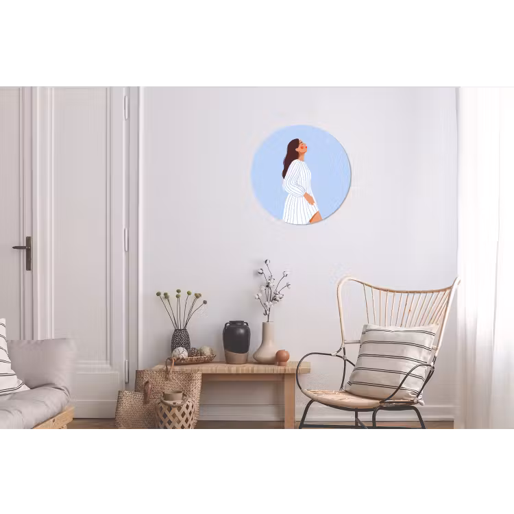 Wandcirkel - Aluminium - Vrouw - Profiel - Rust - Modern - Illustratie — 2