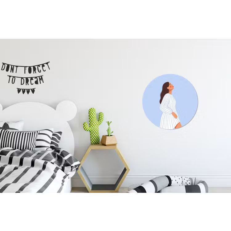 Wandcirkel - Aluminium - Vrouw - Profiel - Rust - Modern - Illustratie — 5