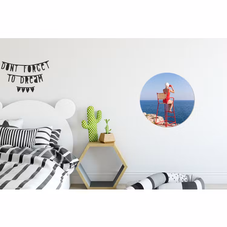 Wandcirkel - Aluminium - Vrouw - Zee - Kust - Verrekijker - Rood — 5