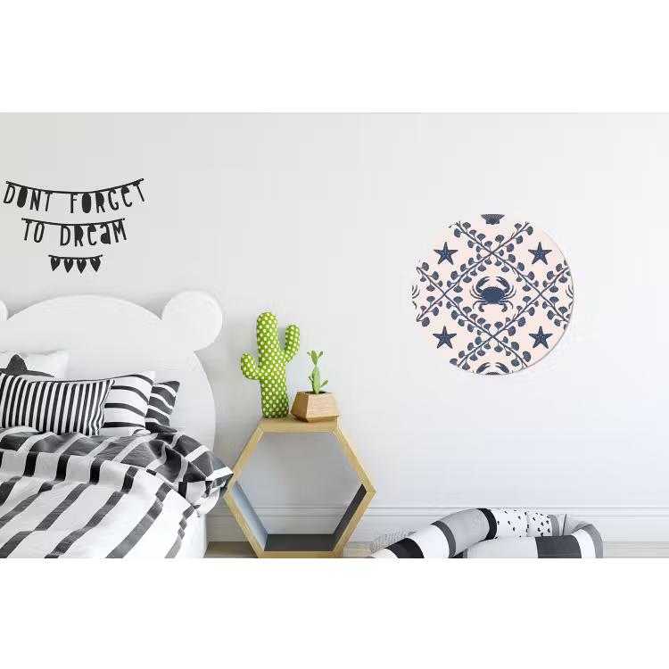 Wandcirkel - Aluminium - Zee - Krab - Zeester - Patroon - Blauw — 5
