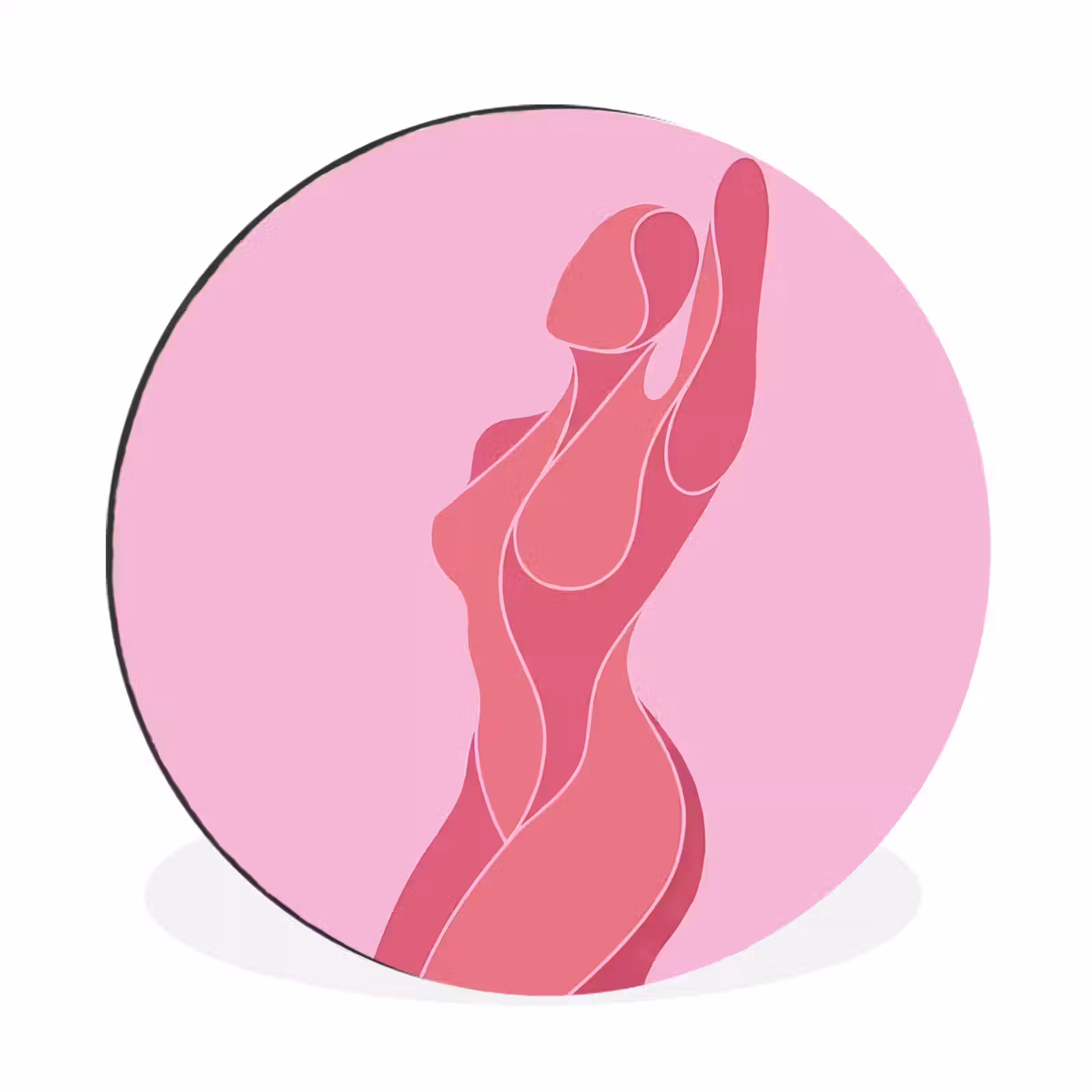 Wandcirkel - Aluminium - Vrouw - Lichaam - Abstract - Roze — 1