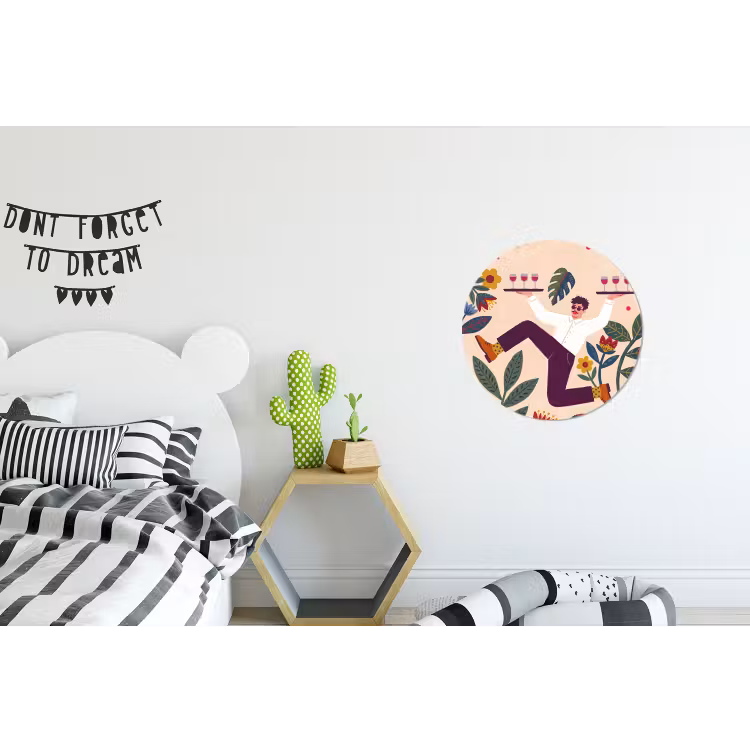 Wandcirkel - Aluminium - Mensen - Dienblad - Eten - Modern - Kleurrijk — 5