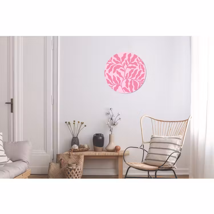 Wandcirkel - Aluminium - Planten - Organisch - Abstract - Modern - Roze — 2