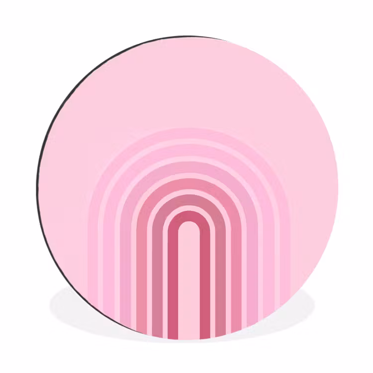 Wandcirkel - Aluminium - Regenboog - Roze - Abstract - Modern - Minimalistisch — 1