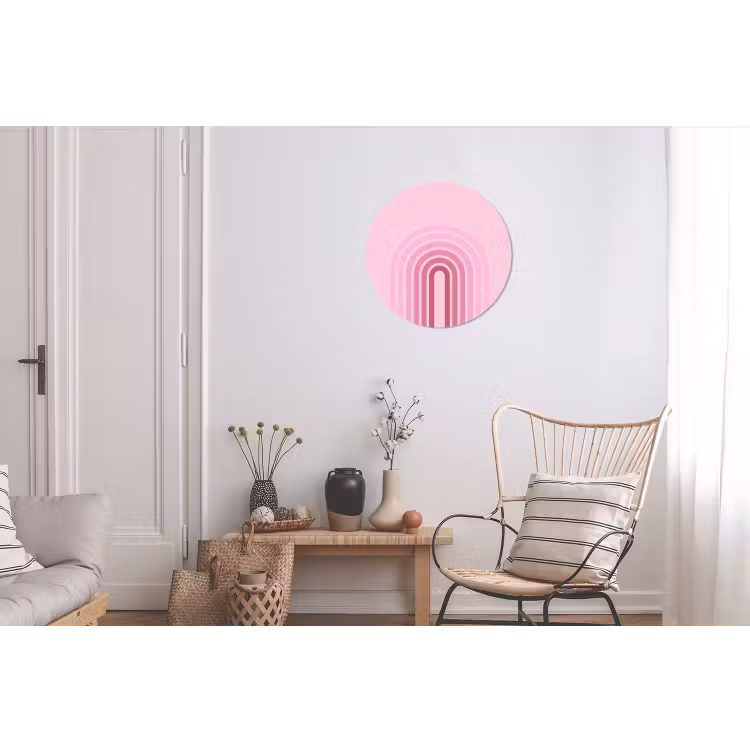 Wandcirkel - Aluminium - Regenboog - Roze - Abstract - Modern - Minimalistisch — 2