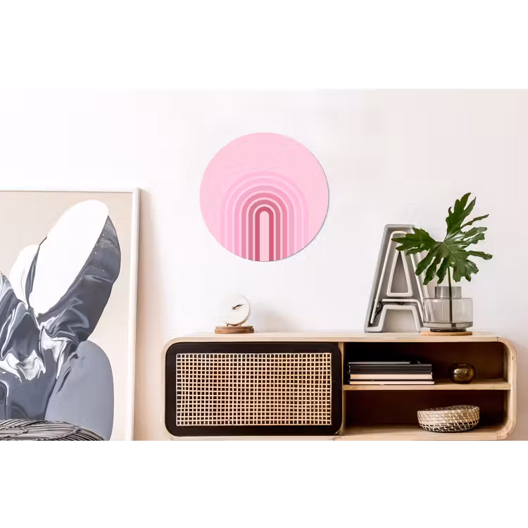 Wandcirkel - Aluminium - Regenboog - Roze - Abstract - Modern - Minimalistisch — 3